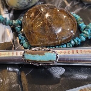 STERLING Silver Turquoise and #8 Stone Ring (Size 10)
